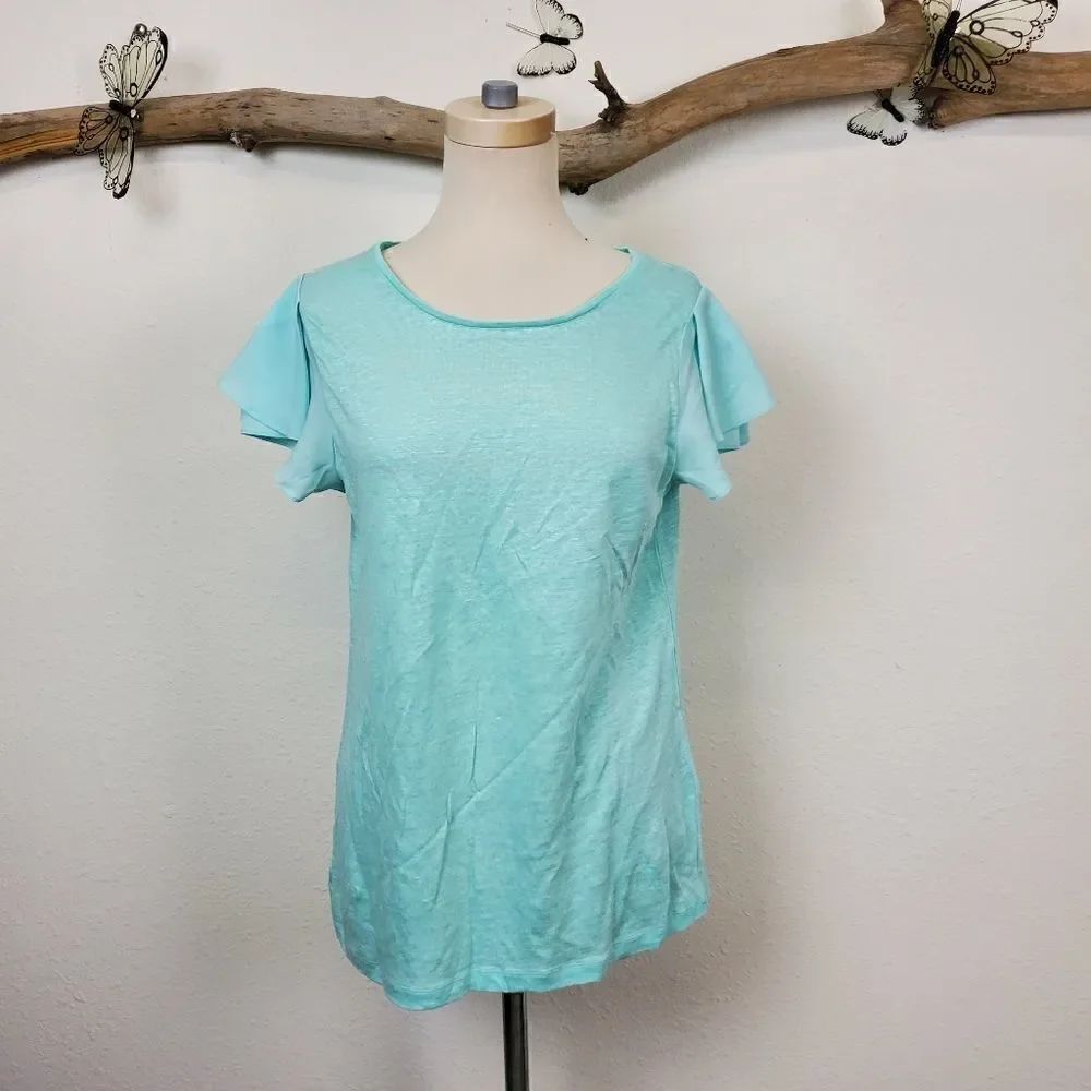 Banana republic light blue linen top short sleeve